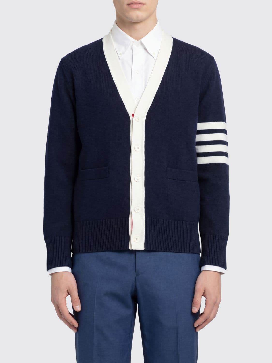 Thom Browne Cotton Blend Cardigan With Crest
