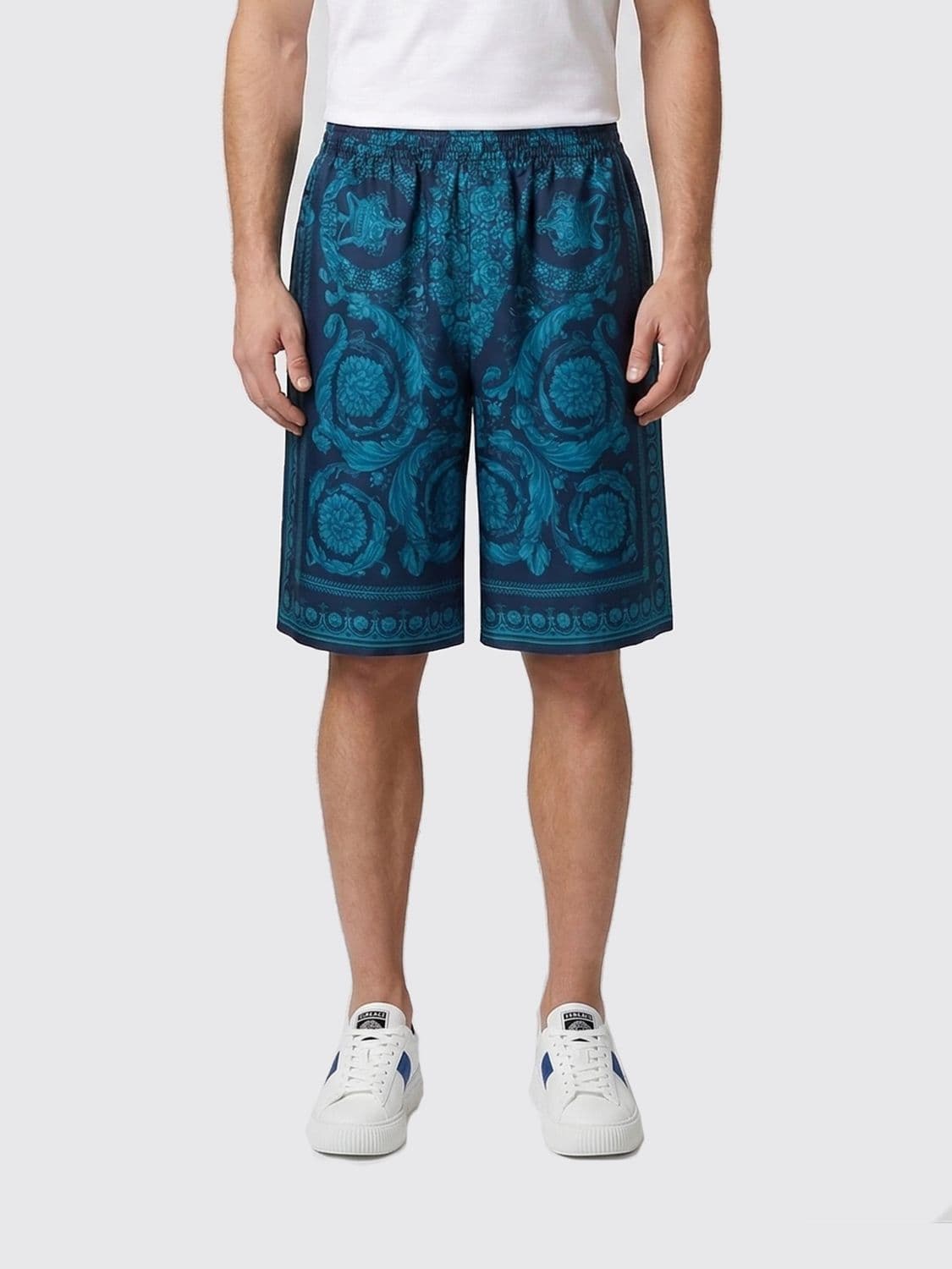 Versace Baroque Print Silk Shorts