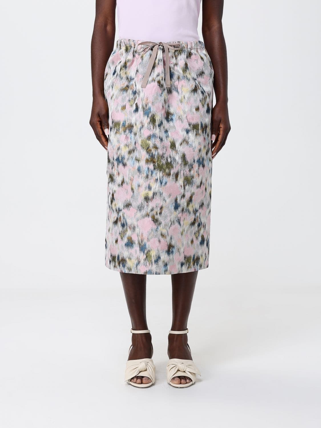 Fabiana Filippi Jersey Midi Skirt with Floral Print