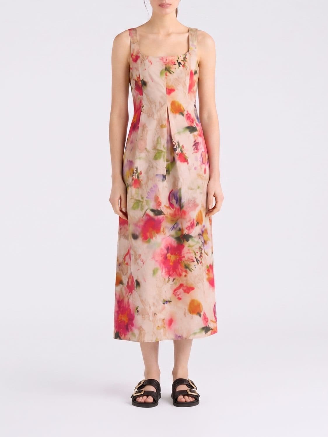 Momonì Floral Print Cotton Midi Dress