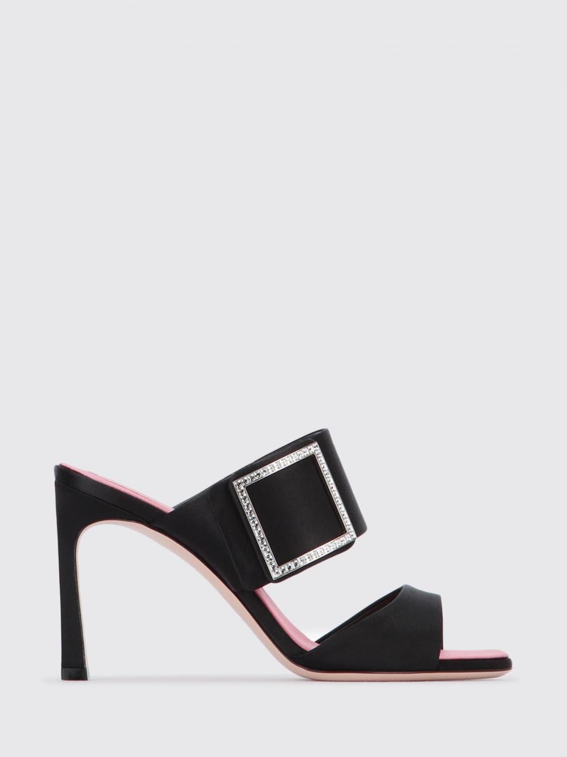 Roger Vivier Trompette Sandal in Satin with Jewel Buckle