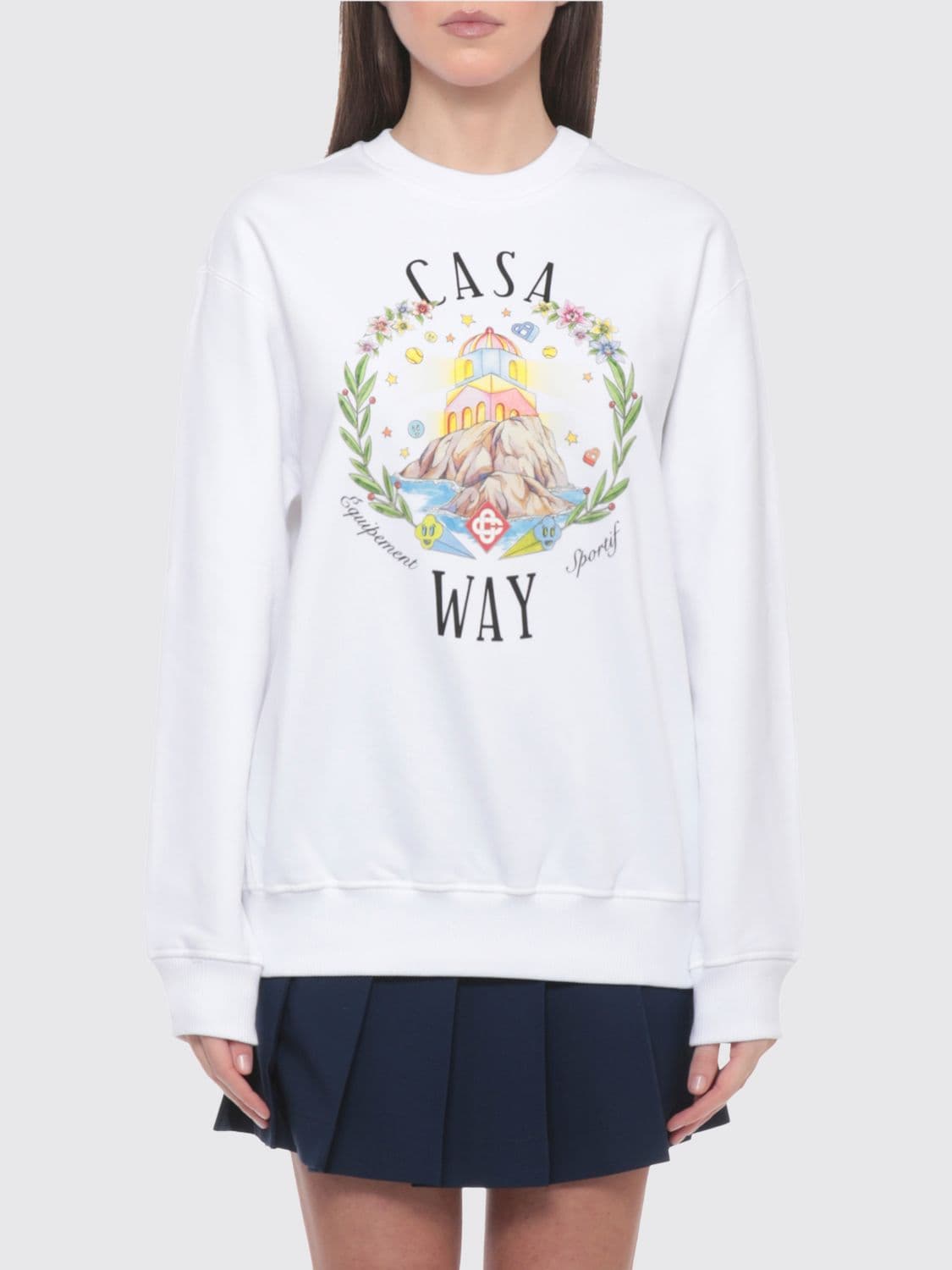 Casablanca Printed Cotton Crewneck Sweatshirt