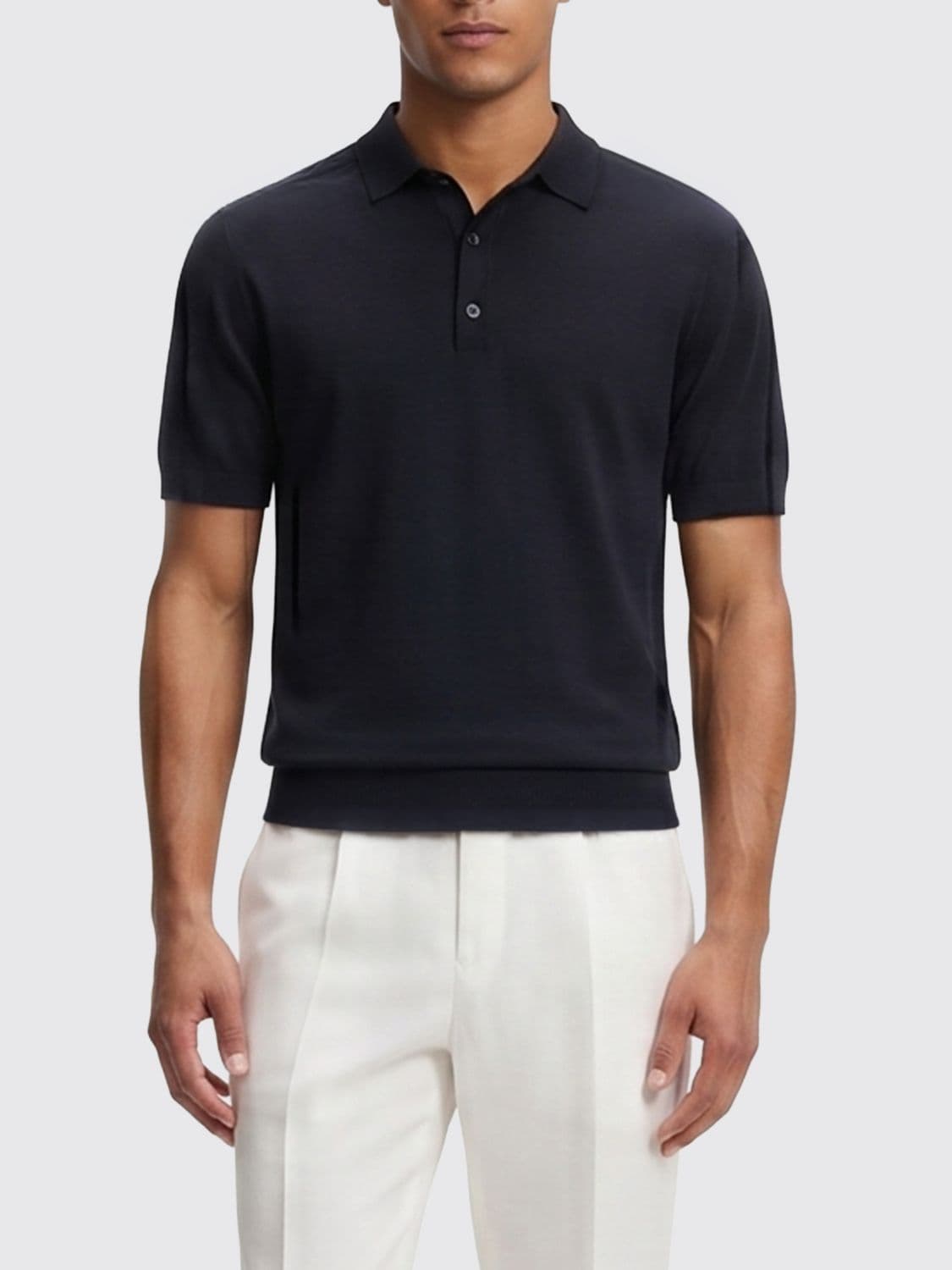 Boss Virgin Wool Knit Polo Shirt