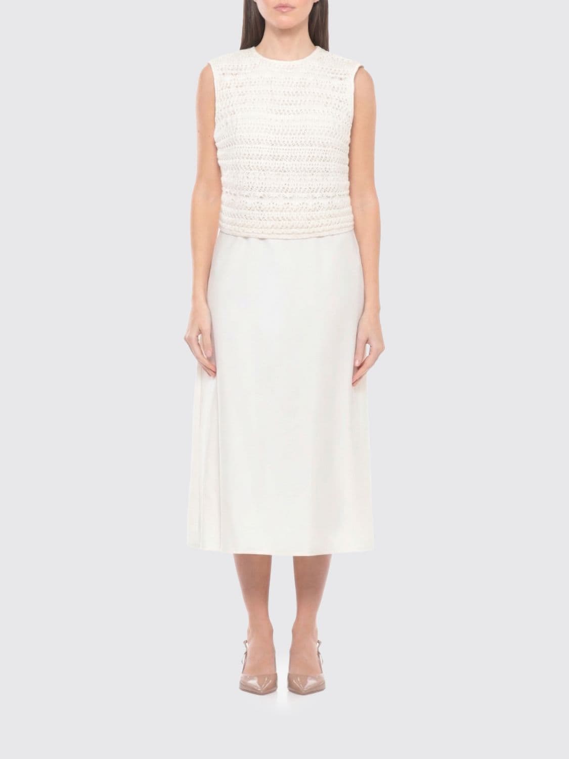 Fabiana Filippi Viscose Dress with Crochet Bodice · 42
