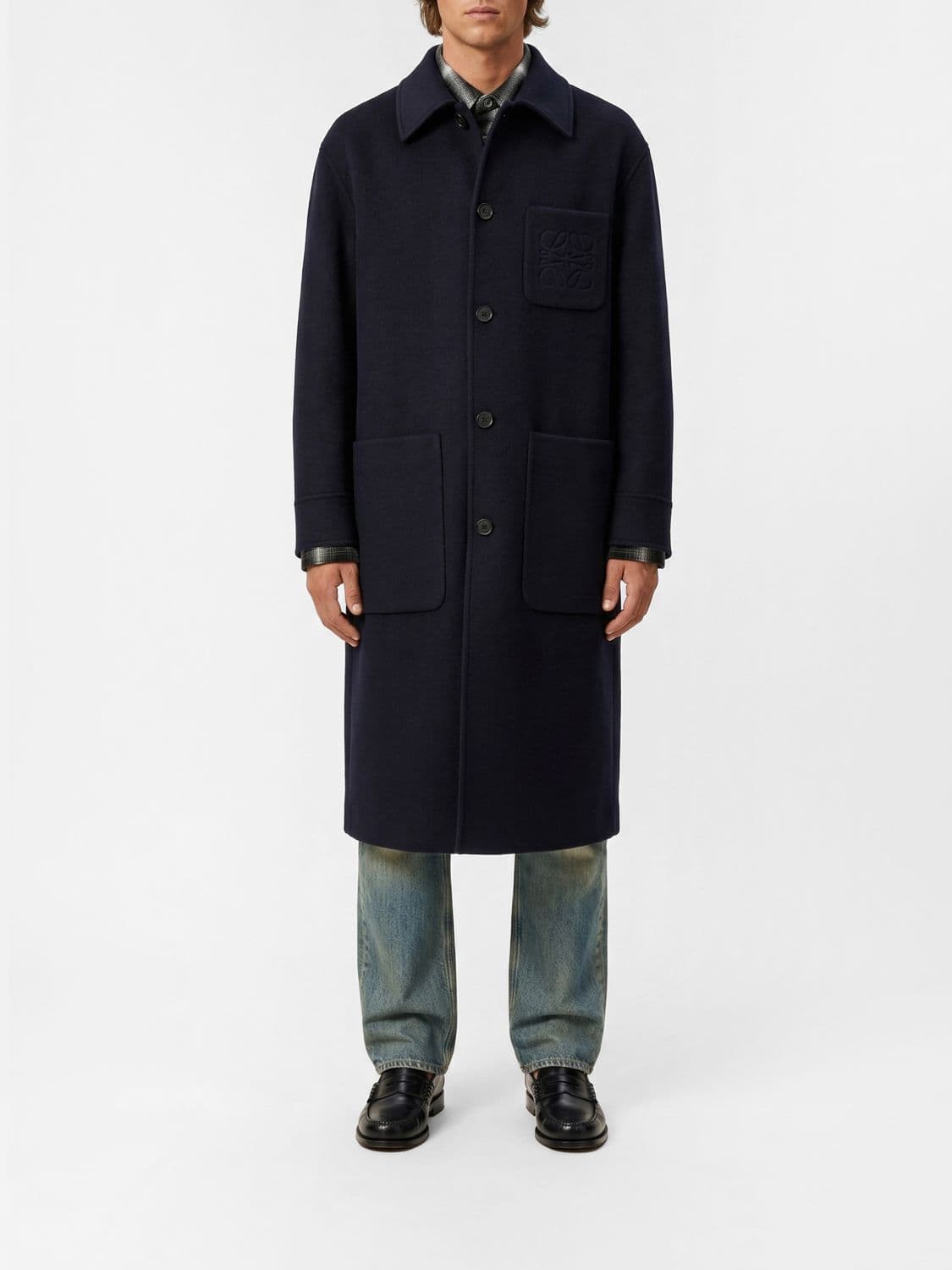 Loewe Single Breasted Wool and Cashmere Coat