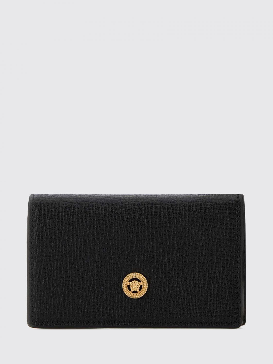 Versace Medusa Biggie Grained Leather Credit Card Holder