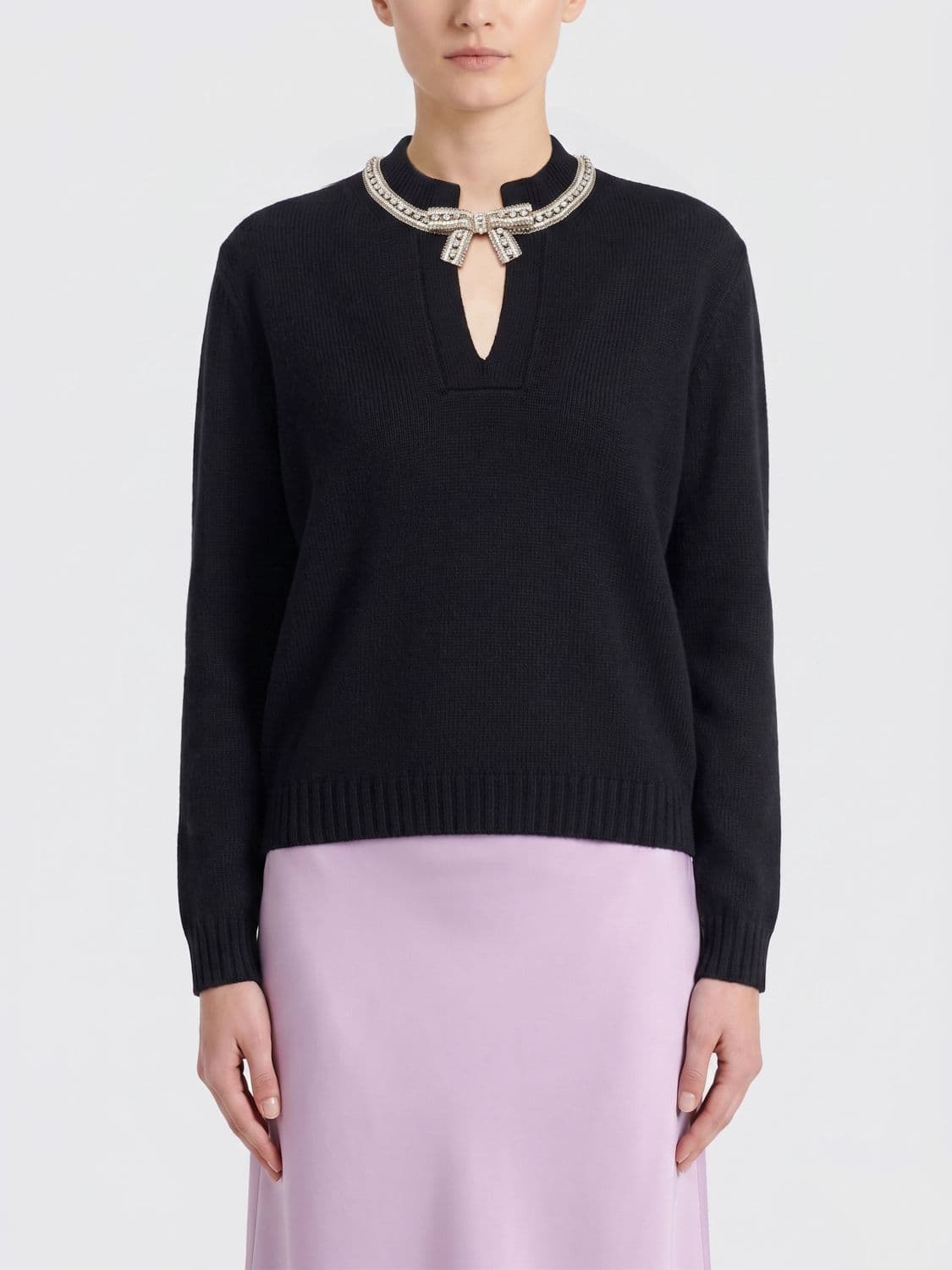 Valentino Virgin Wool Sweater with Bow · M
