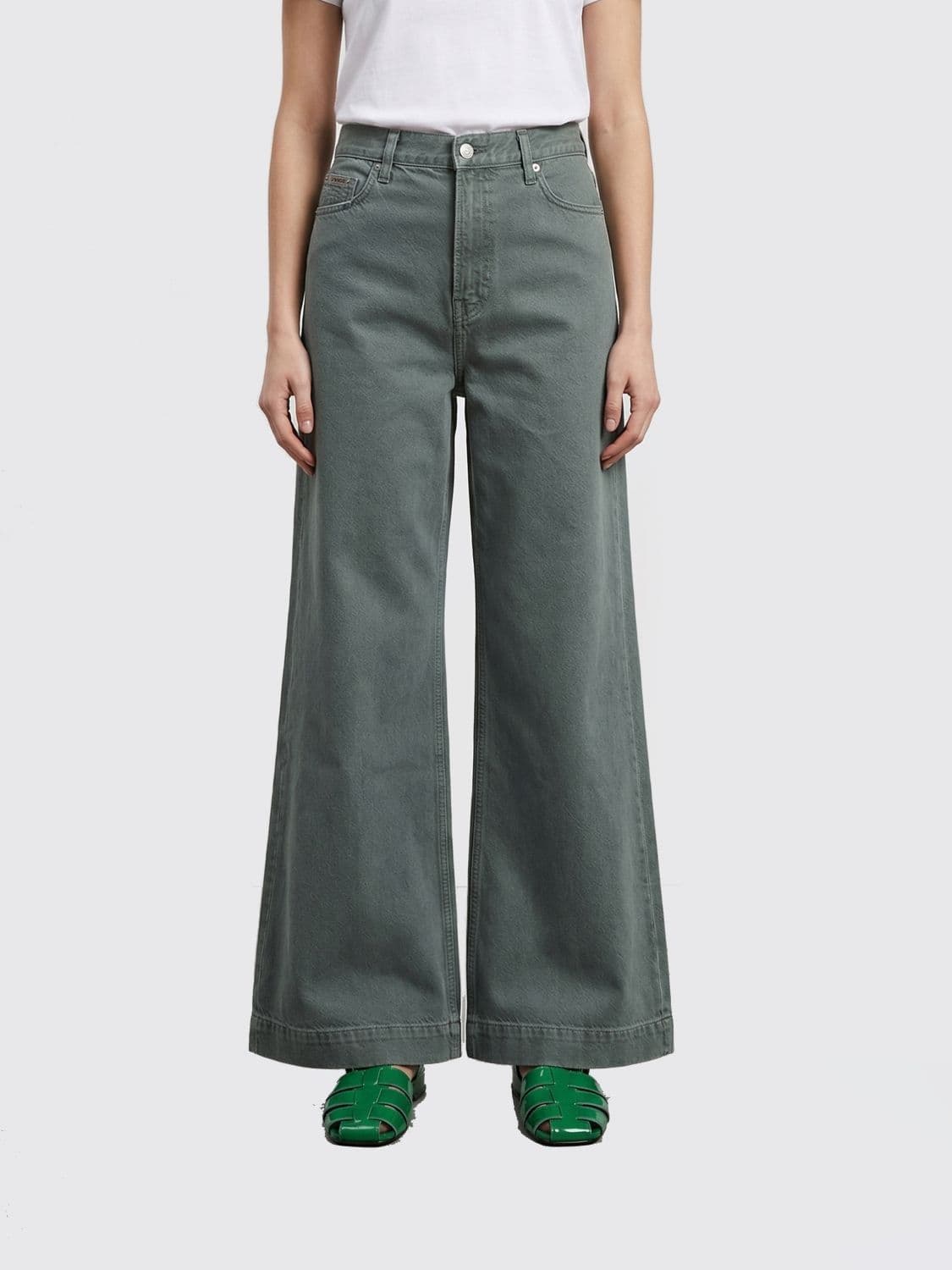 Calvin Klein Wide Leg Cotton Blend Denim Jeans