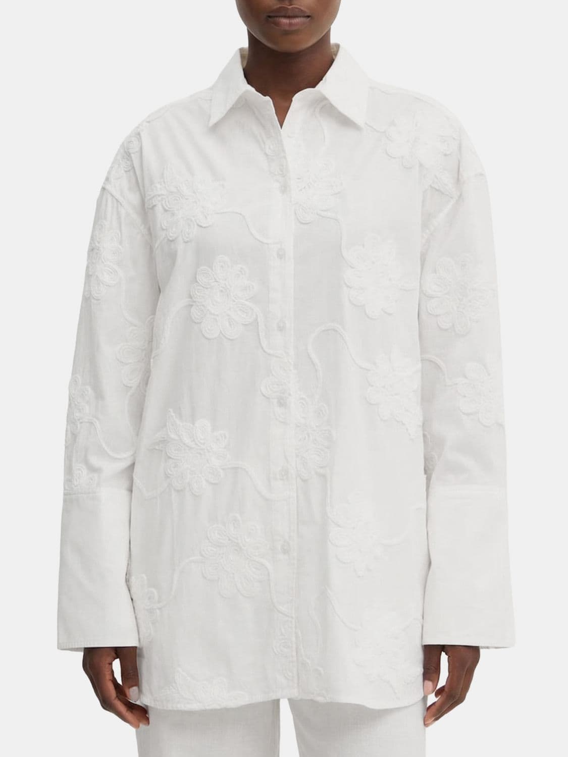Rotate Cotton Shirt with Floral Embroidery