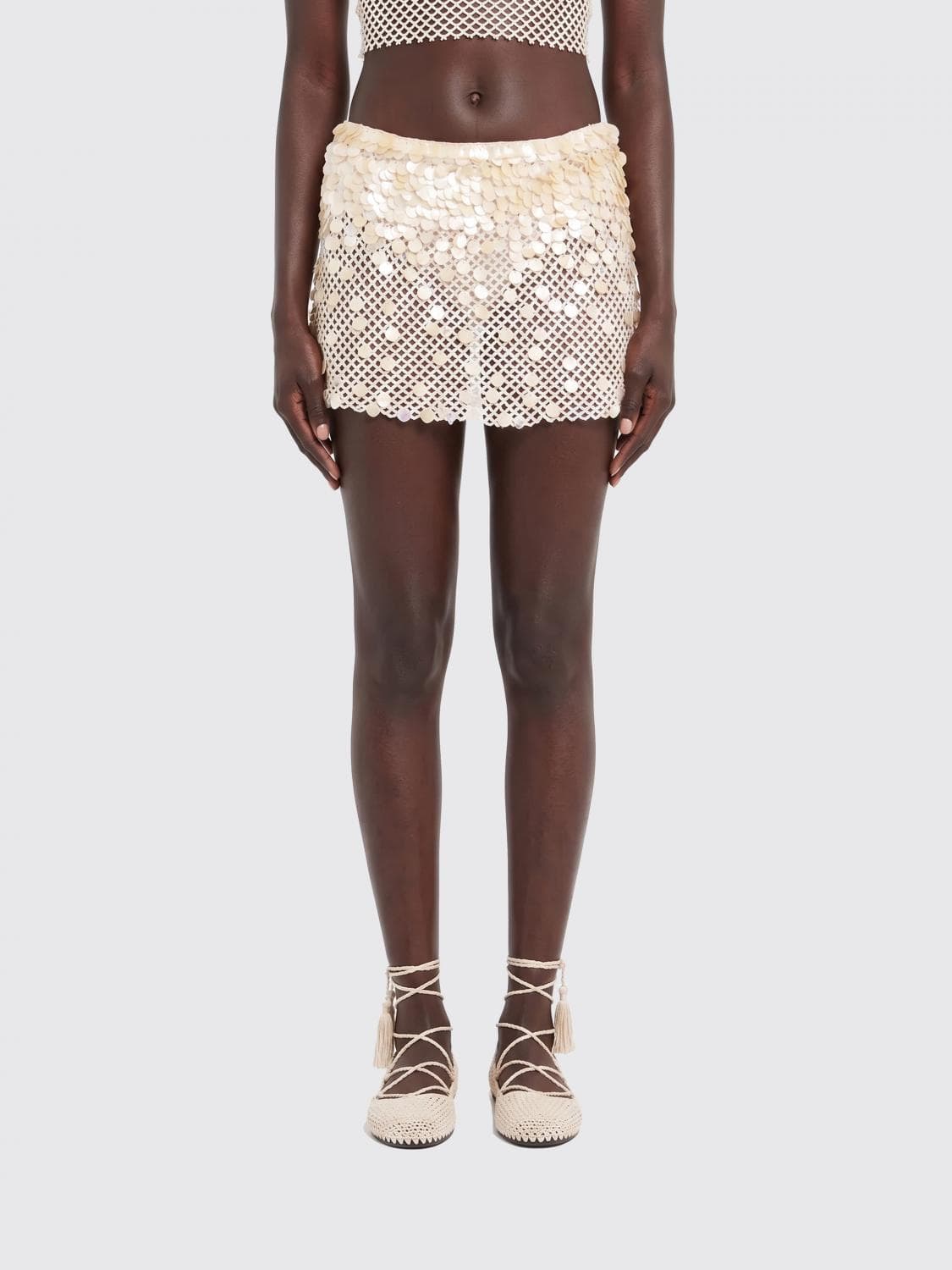 Alanui Cotton Mini Skirt with Sequins