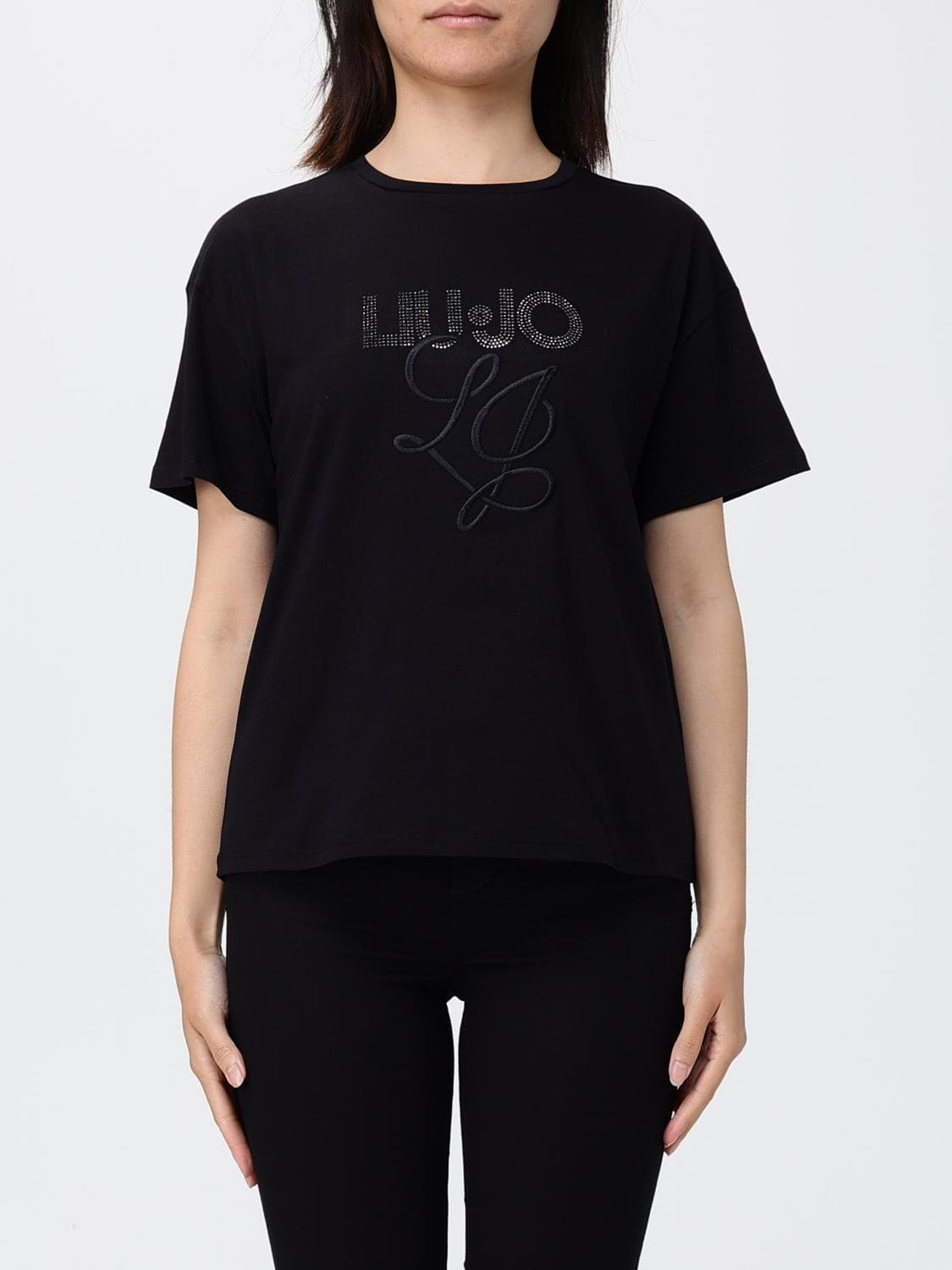 Liu Jo Cotton T-shirts with Rhinestone Logo · L