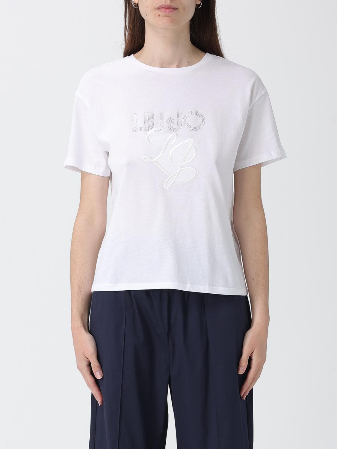 Liu Jo Cotton T-shirts with Rhinestone Logo