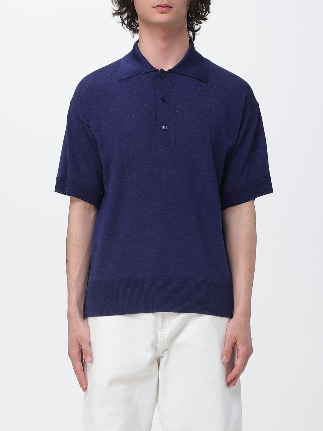 Ami Paris Wool and Silk Polo Shirt