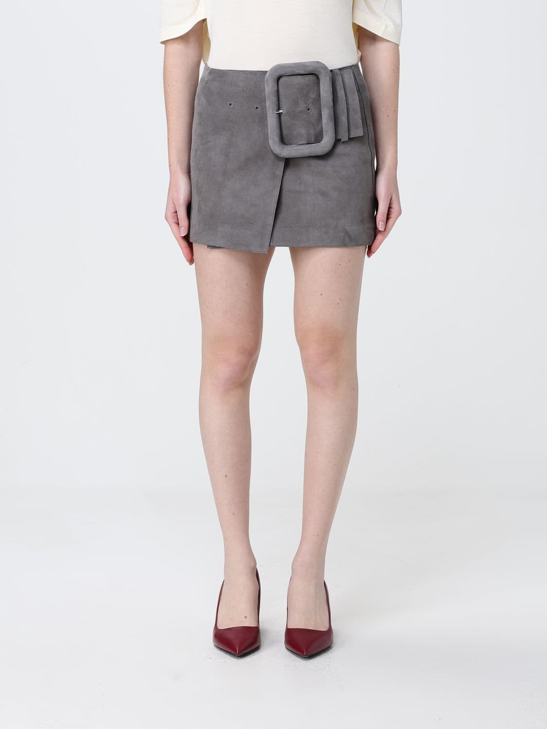 Ami Paris Suede Mini Skirt with Buckle
