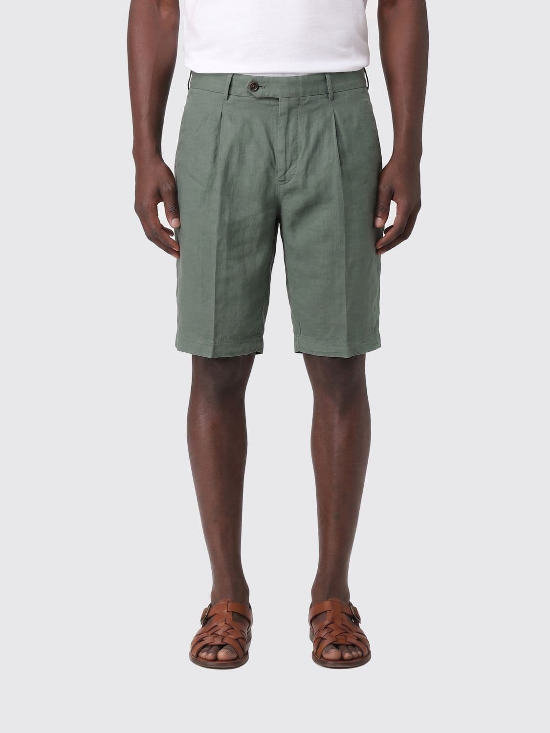 Pt Torino Linen and Cotton Blend Chino Shorts