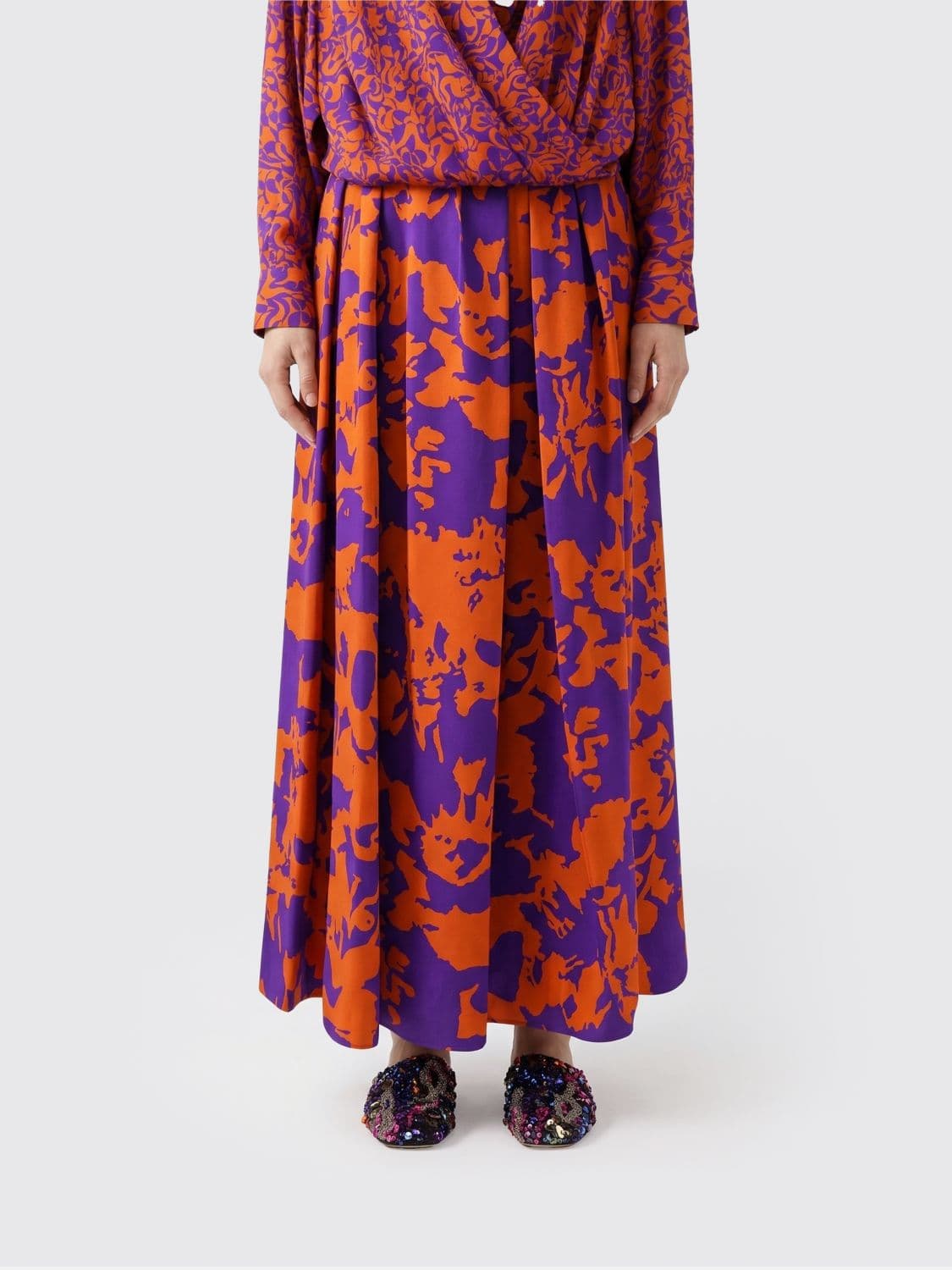 Dries Van Noten Abstract Viscose Skirt
