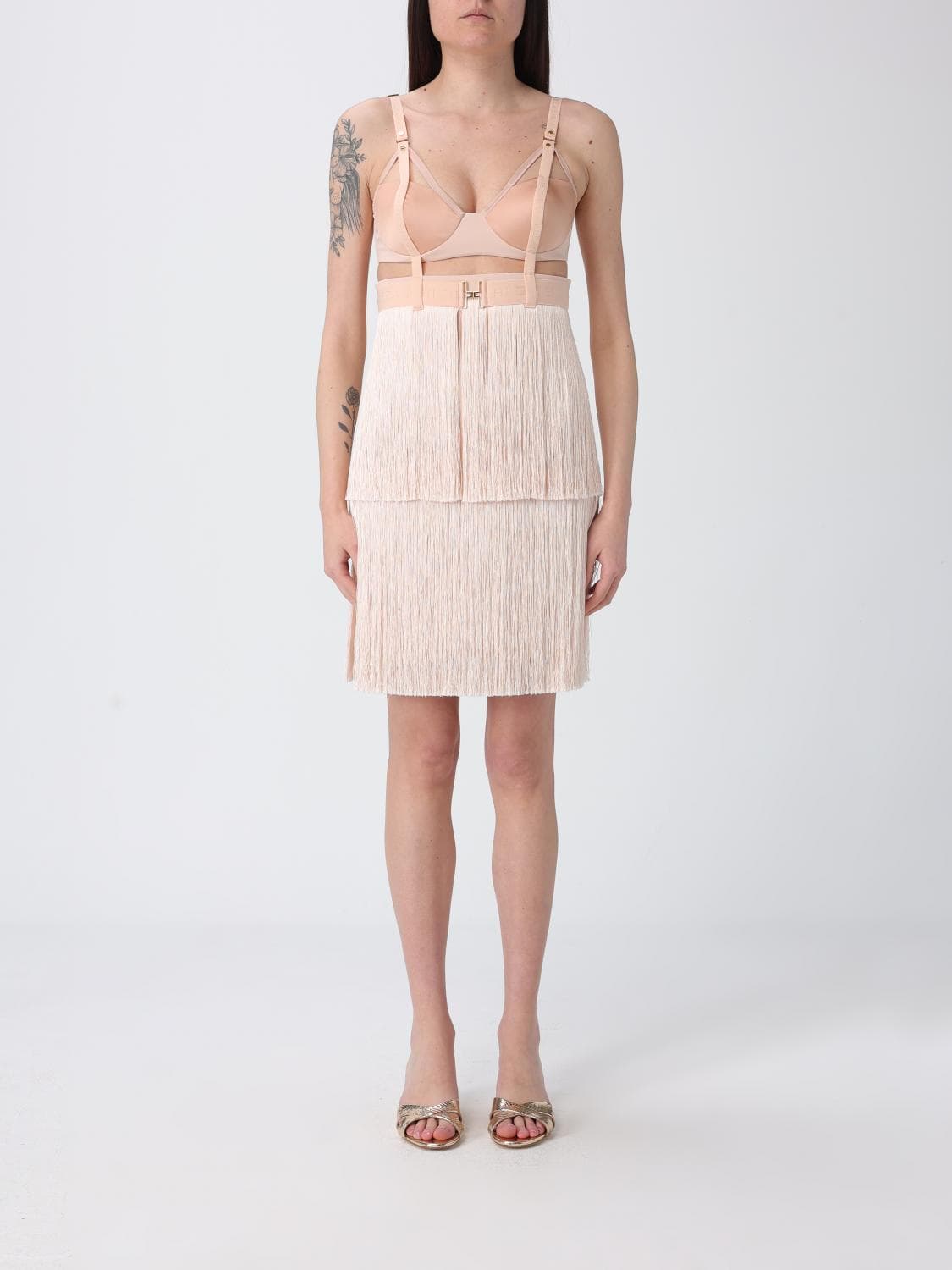 Elisabetta Franchi Light Crepe and Satin Bustier Dress