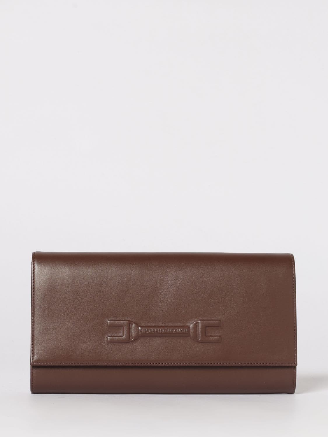 Elisabetta Franchi Leather Clutch with Embossed Logo · OS