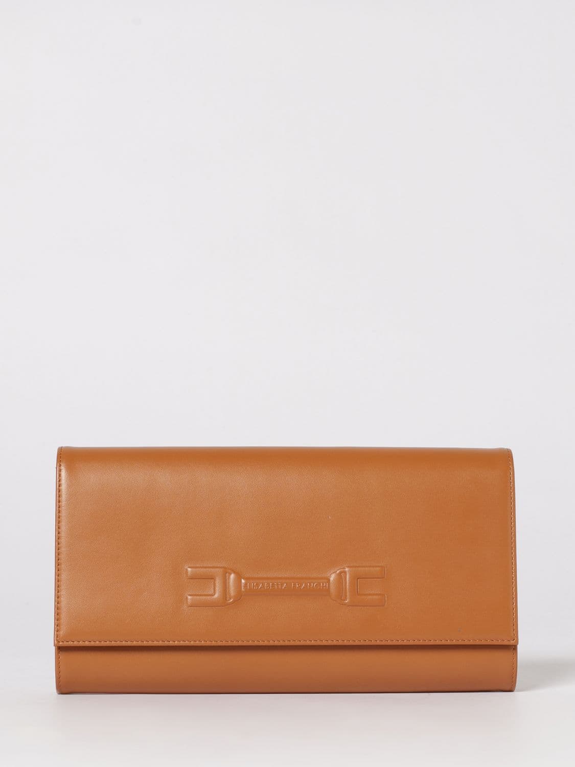 Elisabetta Franchi Leather Clutch with Embossed Logo · OS