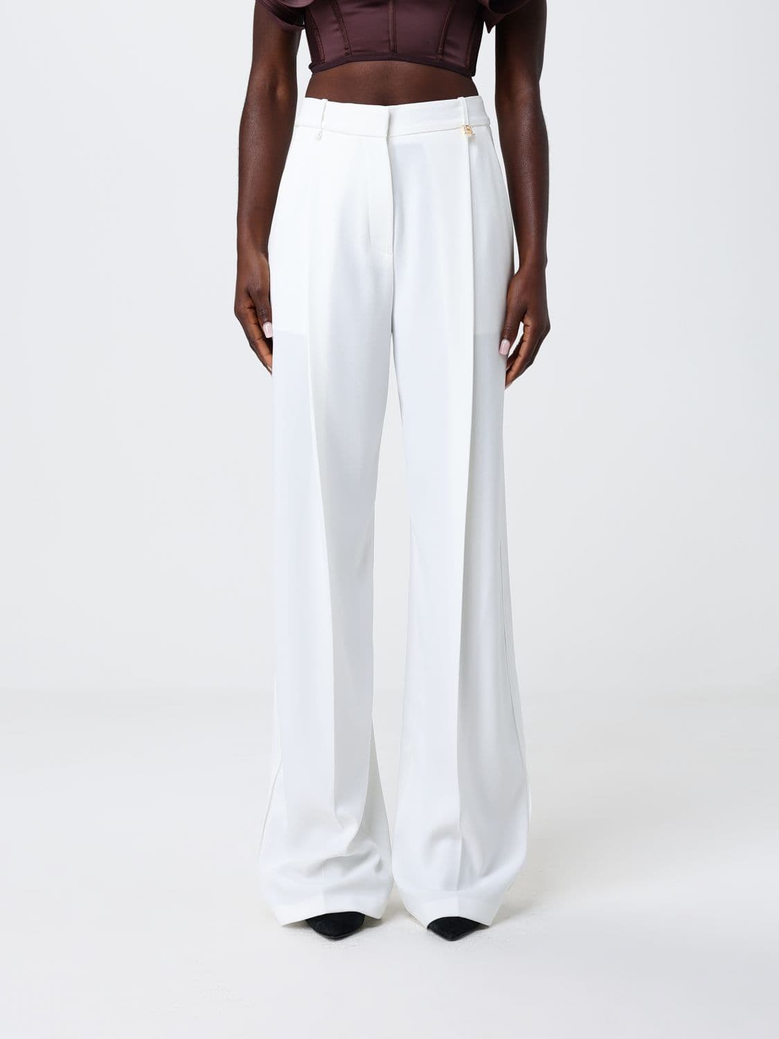 Elisabetta Franchi Crêpe Wide Leg Trousers
