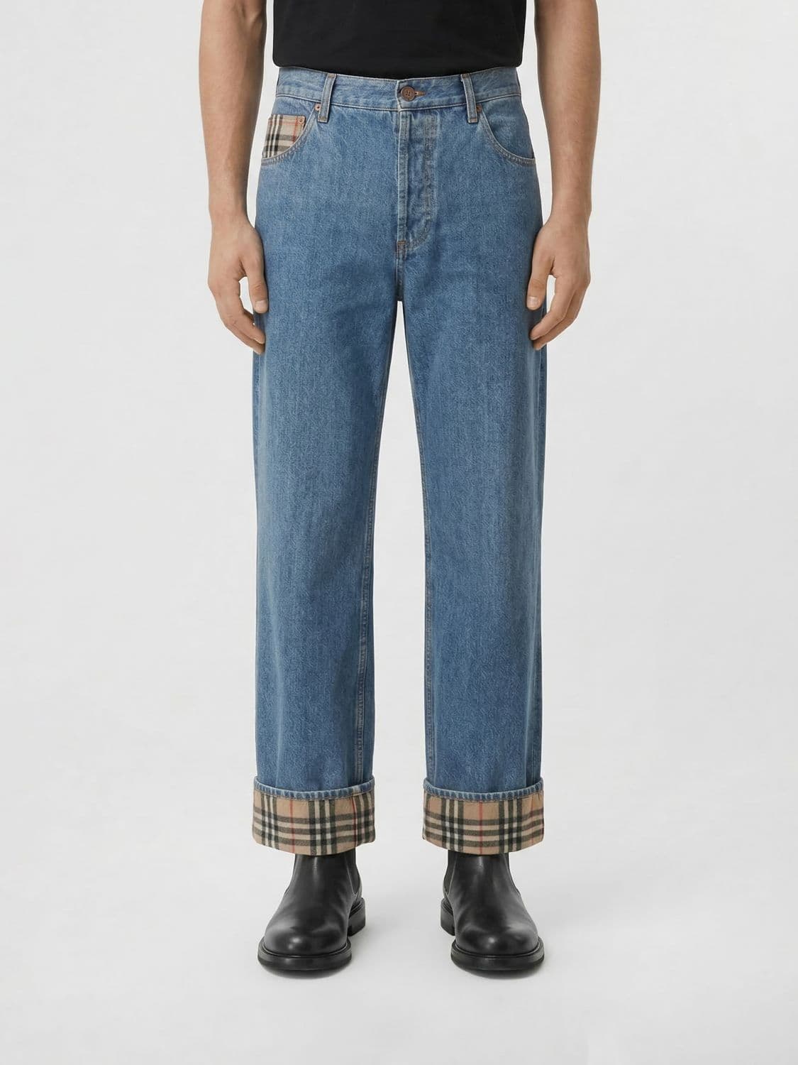 Burberry Cotton Denim Wide Leg Jeans