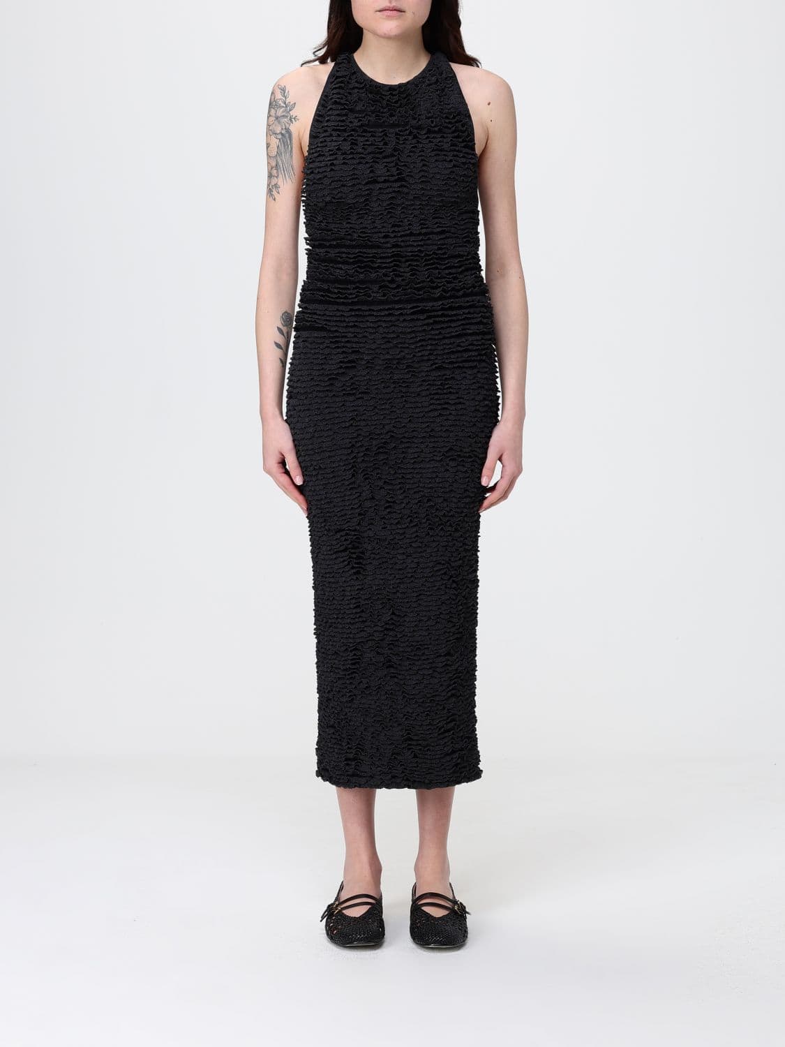 Max Mara Viscose Midi Dress with Ruffles