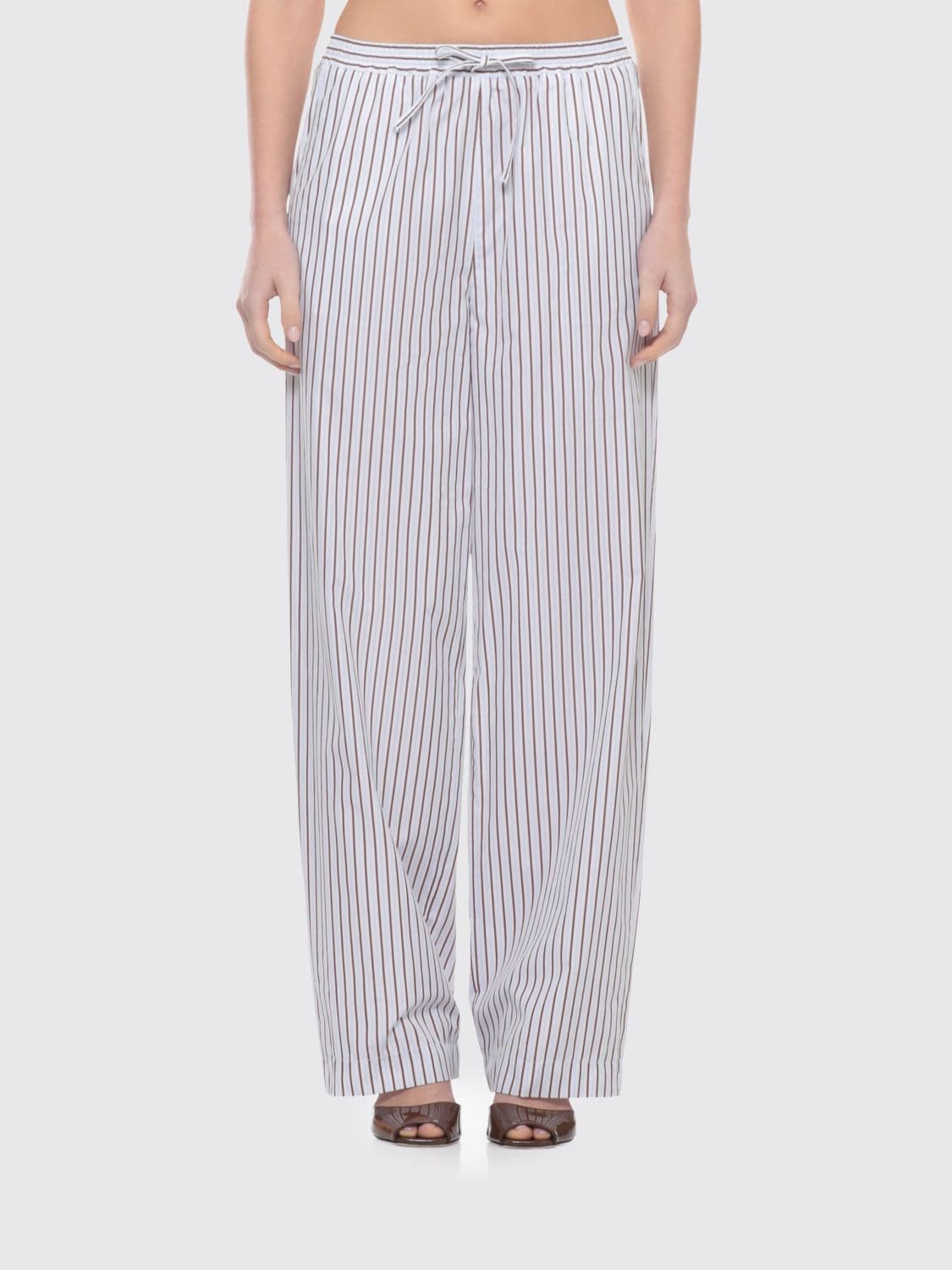 Loulou De Saison Striped Cotton Palazzo Trousers