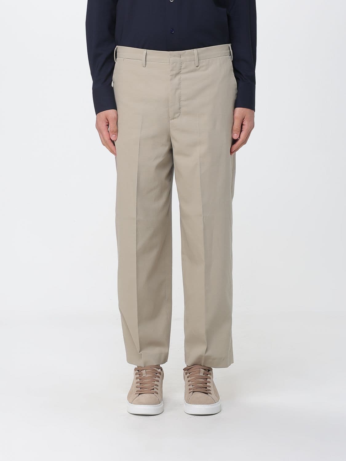 Pt Torino Cotton and Linen Wide-Leg Trousers