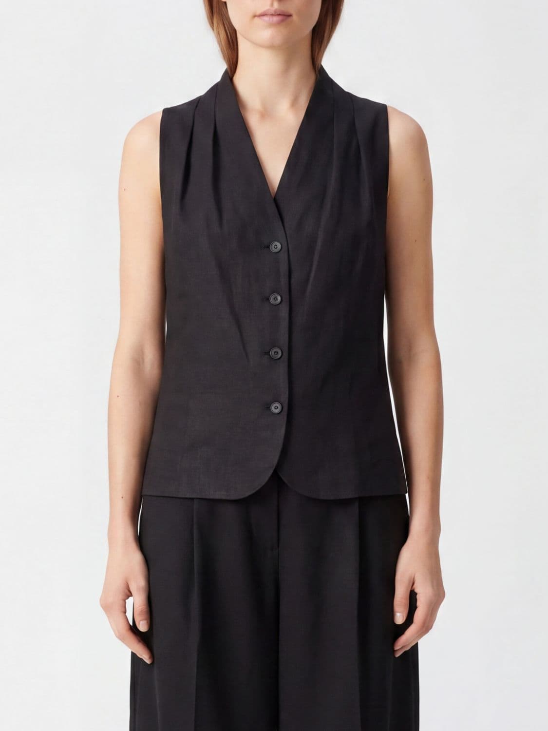 Tela Single Breasted Cotton Blend Vest · 42
