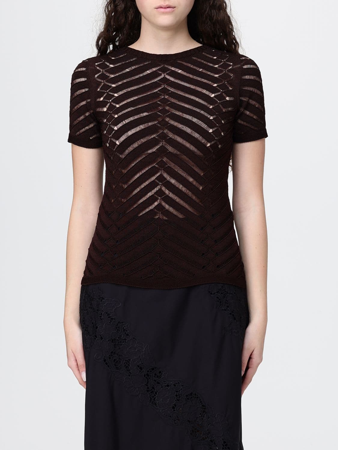 Twinset Perforated Viscose Knit Top