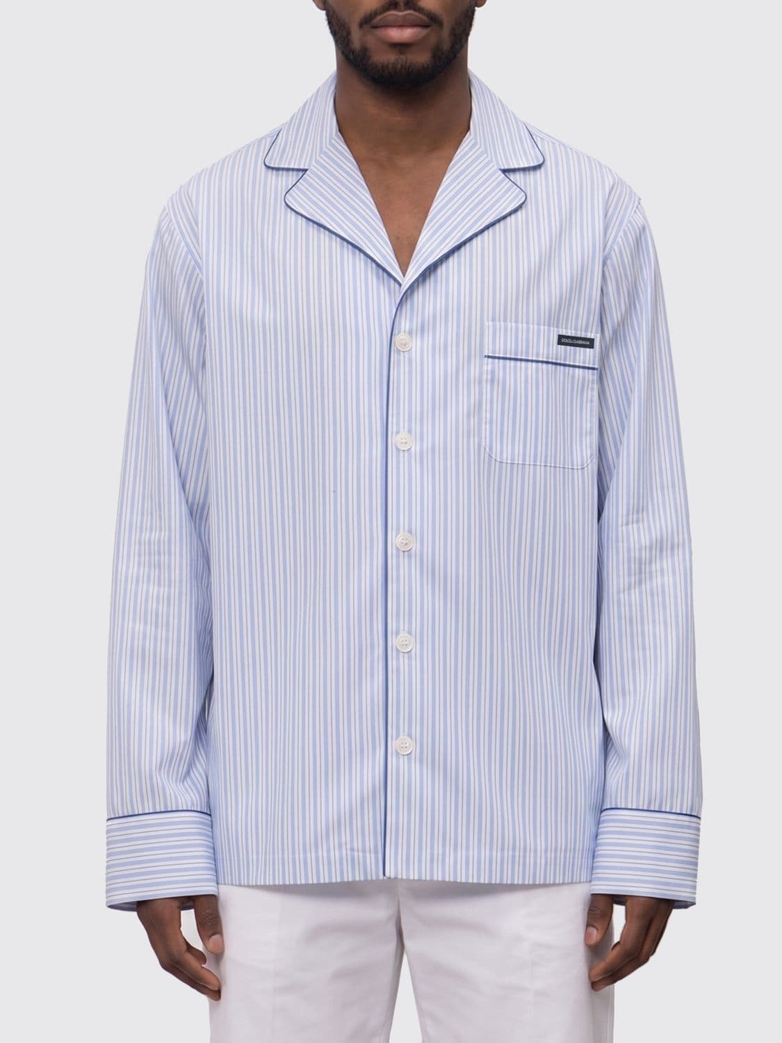 Dolce & Gabbana Striped Pajama Style Shirt in Cotton Blend