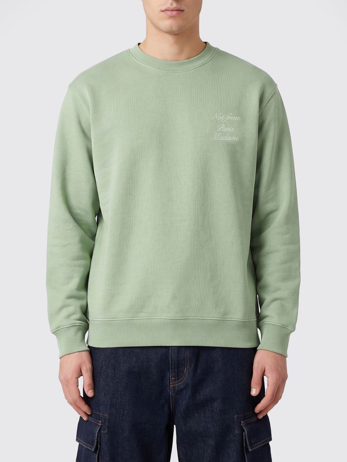Drôle De Monsieur Cotton Crew Neck Sweatshirt with Slogan