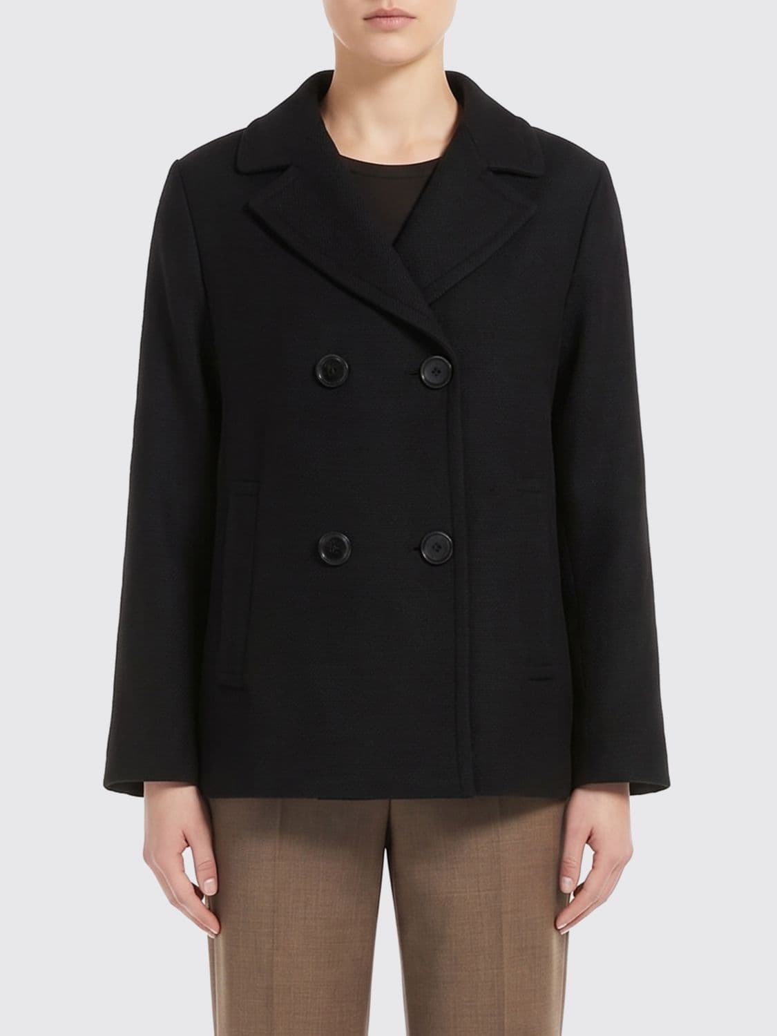 's Max Mara Double-Breasted Cotton and Linen Coat