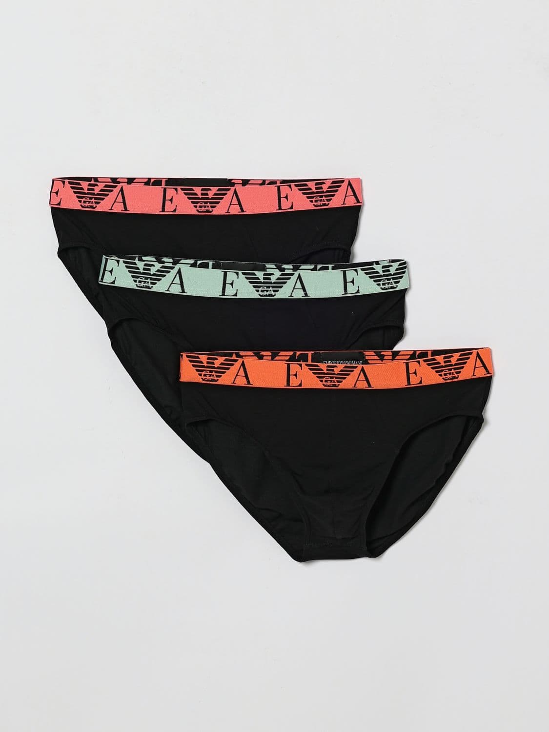Emporio Armani Set of 3 Briefs in Stretch Cotton with Jacquard Logo · S