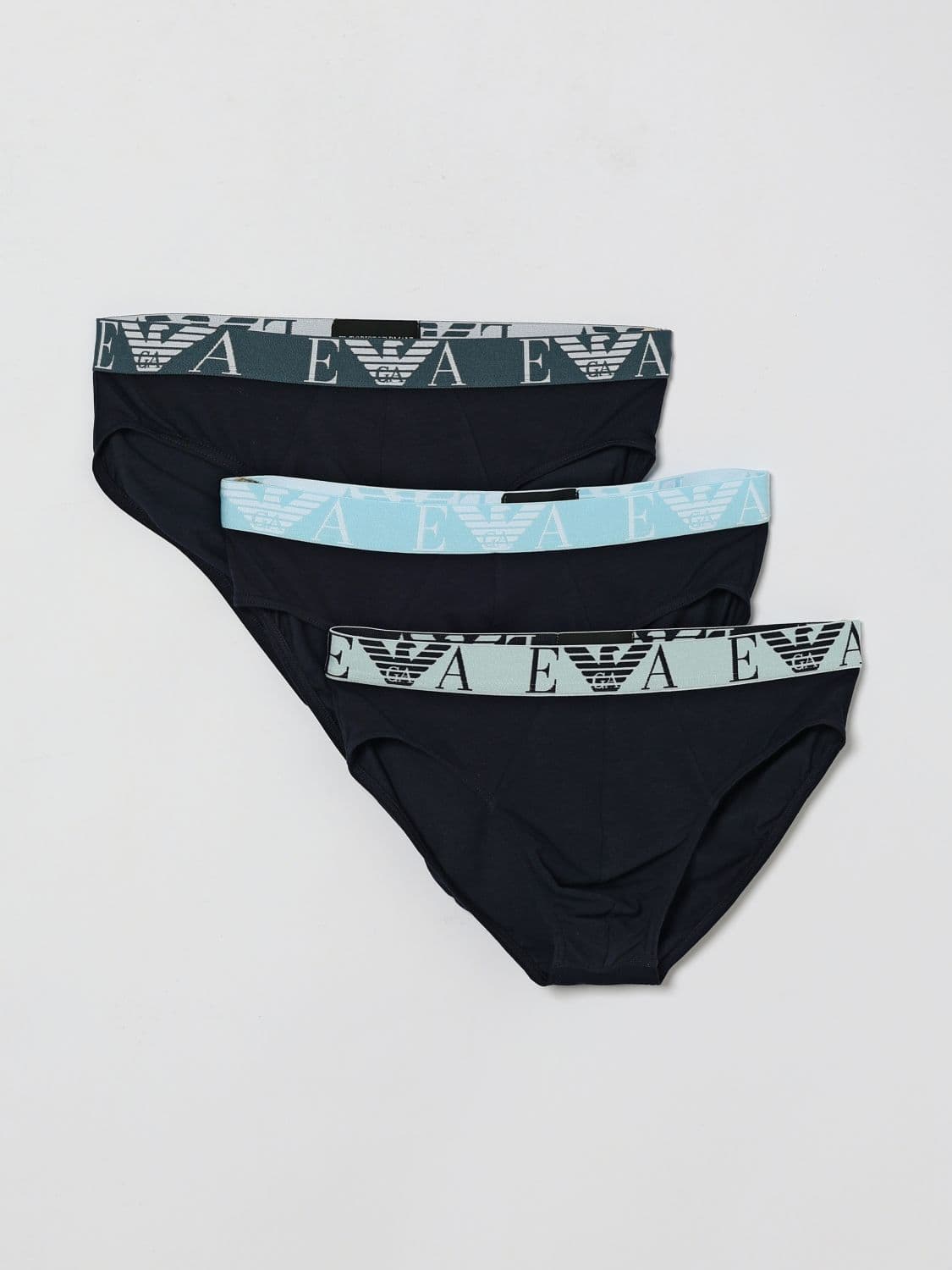 Emporio Armani Set of 3 Briefs in Stretch Cotton with Jacquard Logo · S