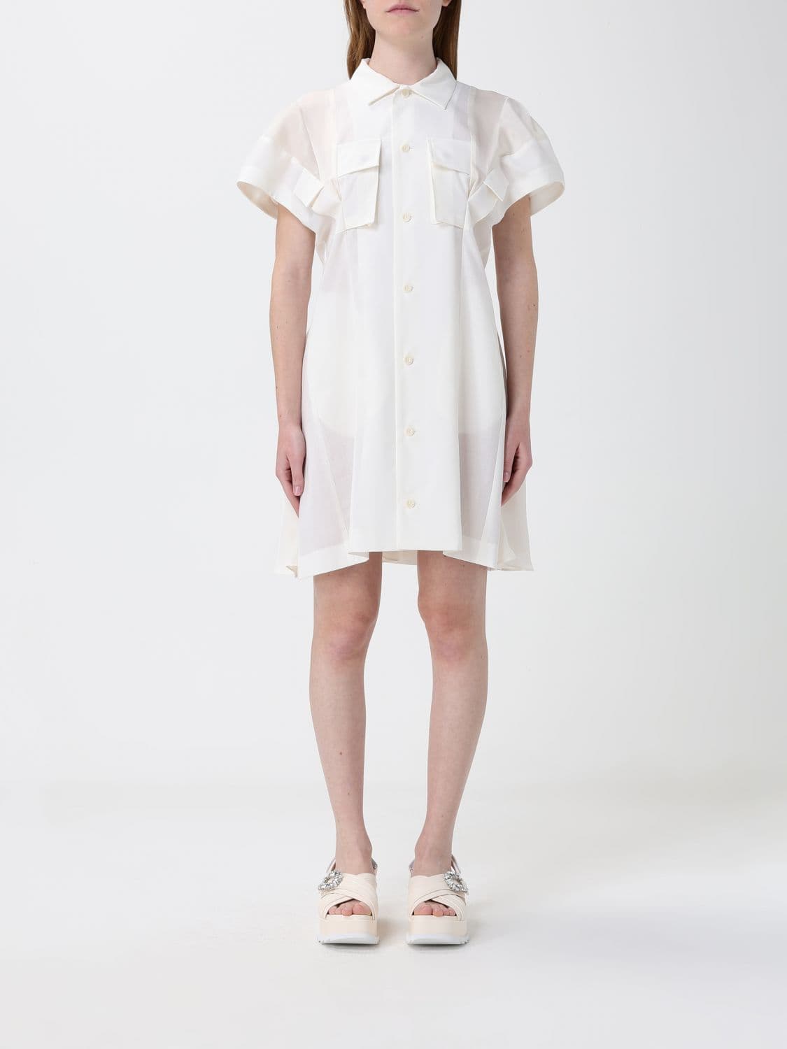 Sacai Cotton Blend Chemisier Dress · 2