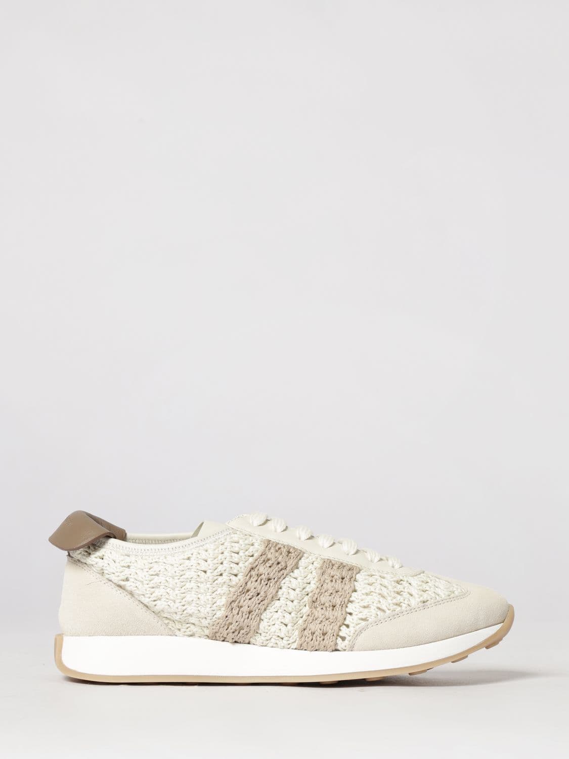 Fabiana Filippi Crochet Cotton and Suede Sneakers