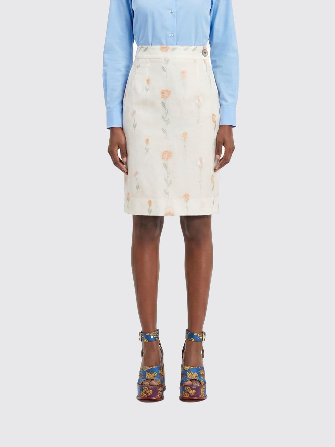Vivienne Westwood Floral Cotton Blend Pencil Skirt