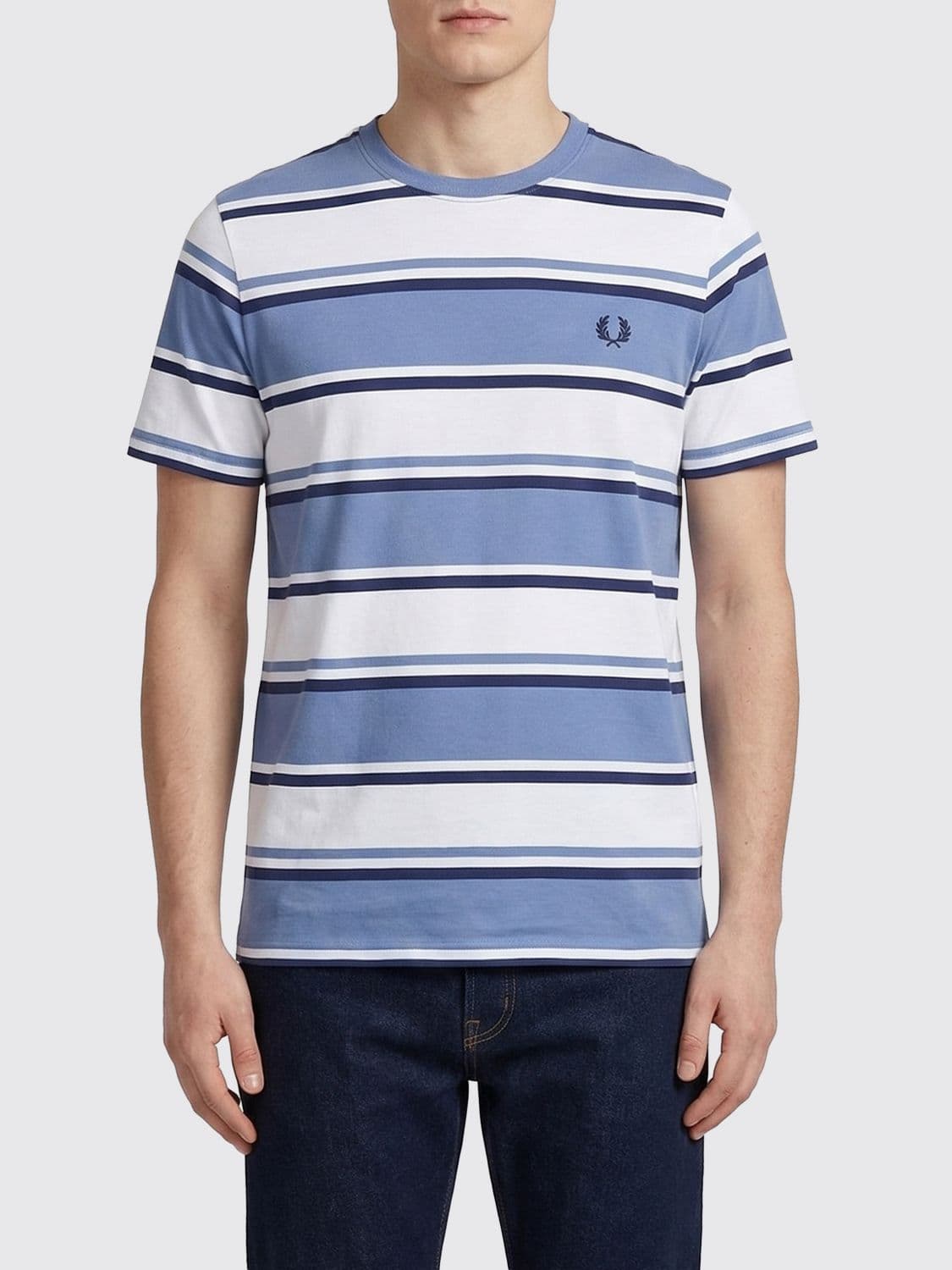 Fred Perry Striped Cotton T-Shirt with Logo