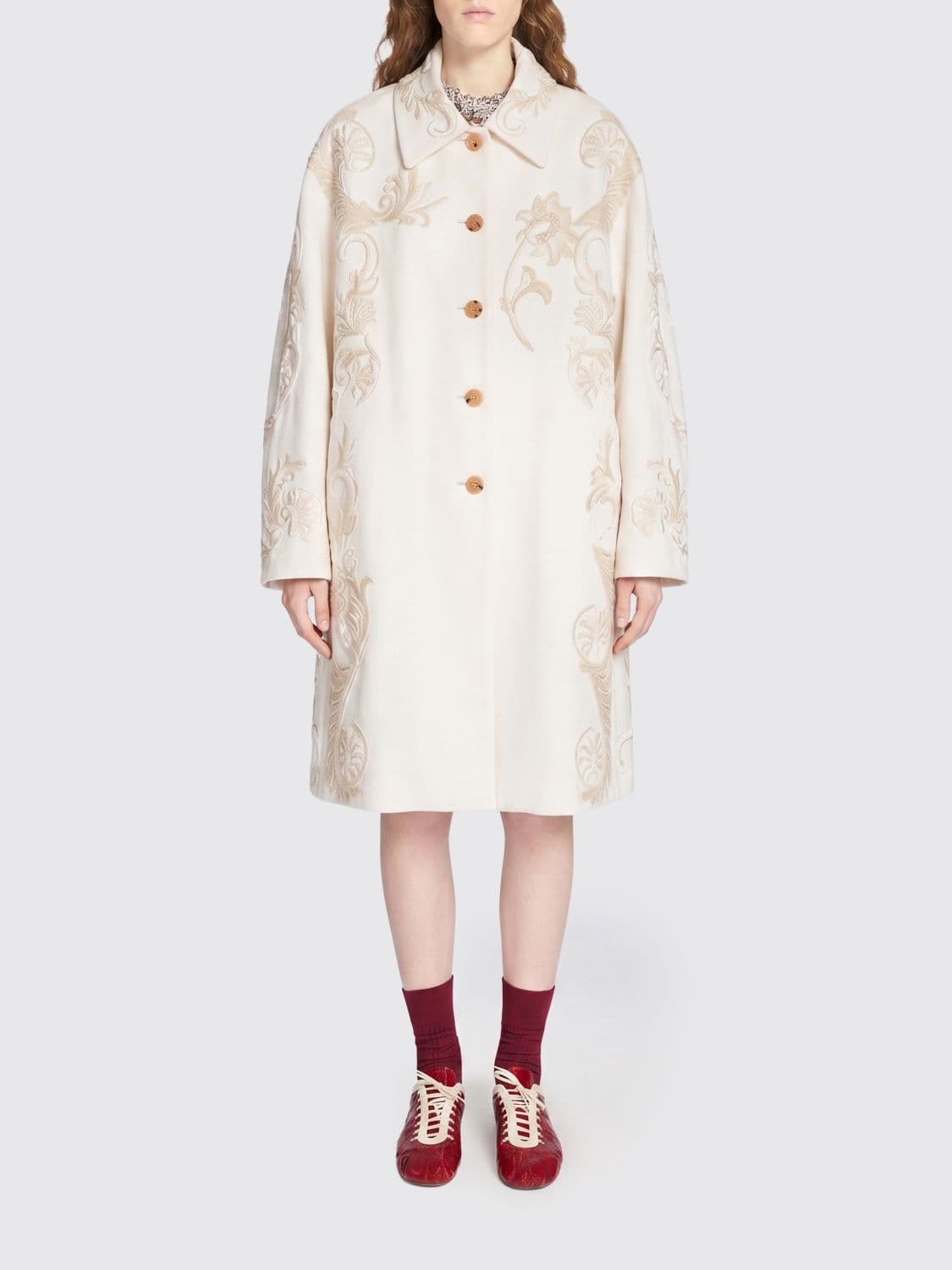 Dries Van Noten Cotton Coat with Embroidery