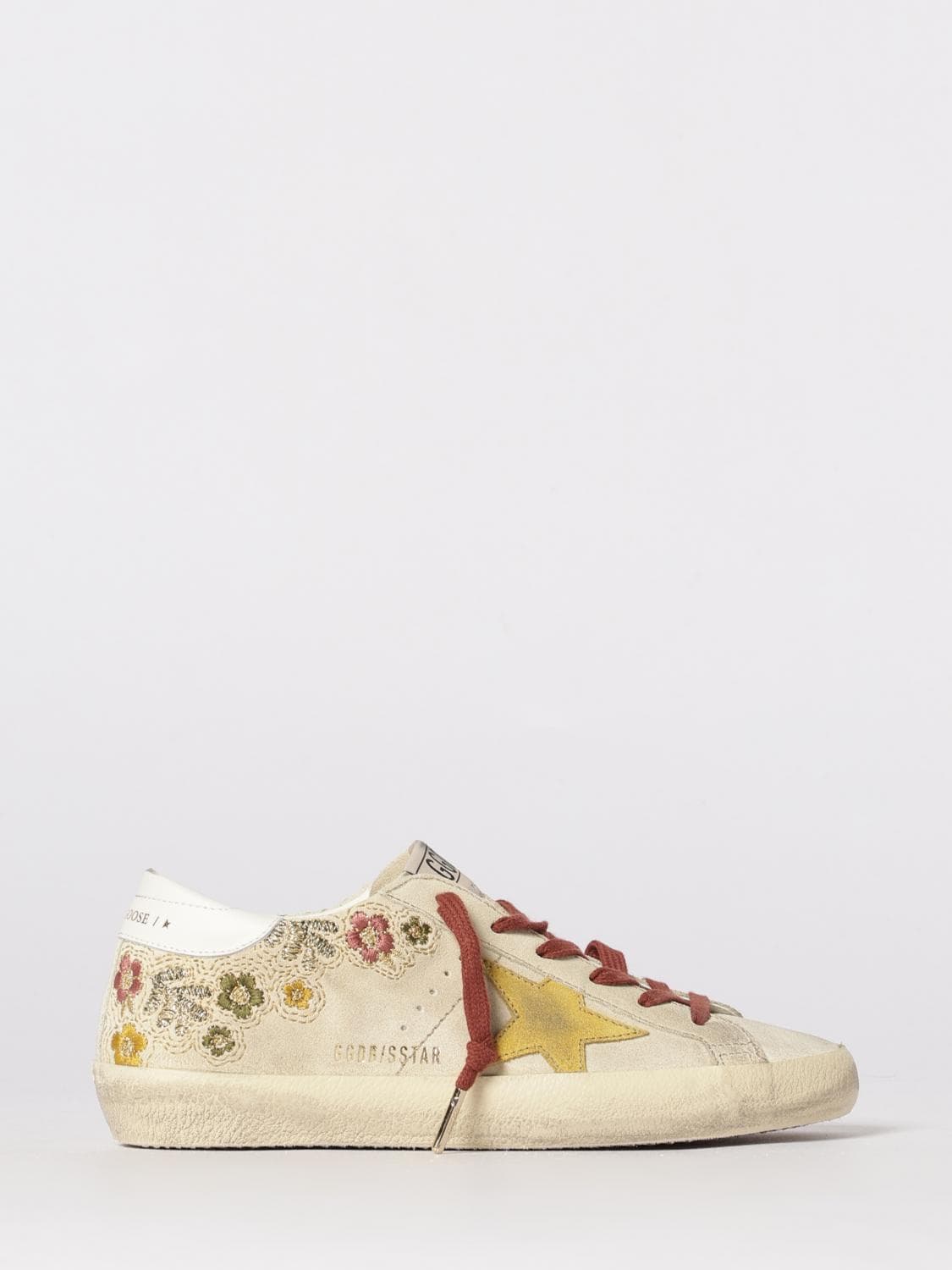 Golden Goose Super-Star Used Suede Sneakers with Embroidered Flowers · 40