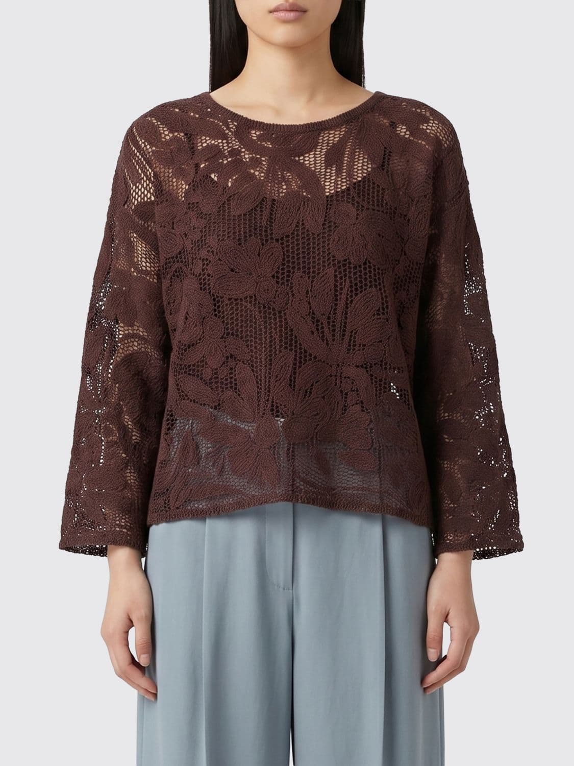 Kangra Crochet Cotton Knit Top