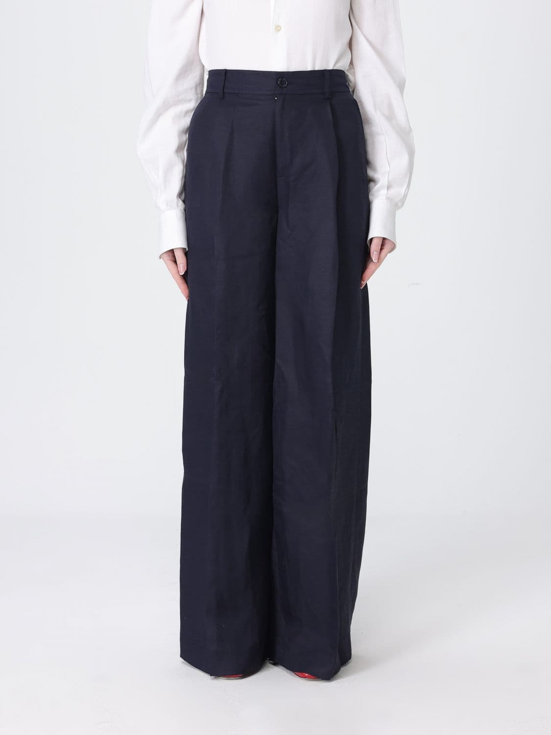 Lauren Ralph Lauren Wide Leg Linen Blend Trousers