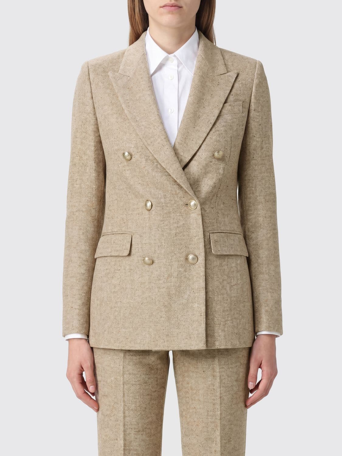 Tagliatore Double-breasted Cotton and Silk Blend Blazer · 40