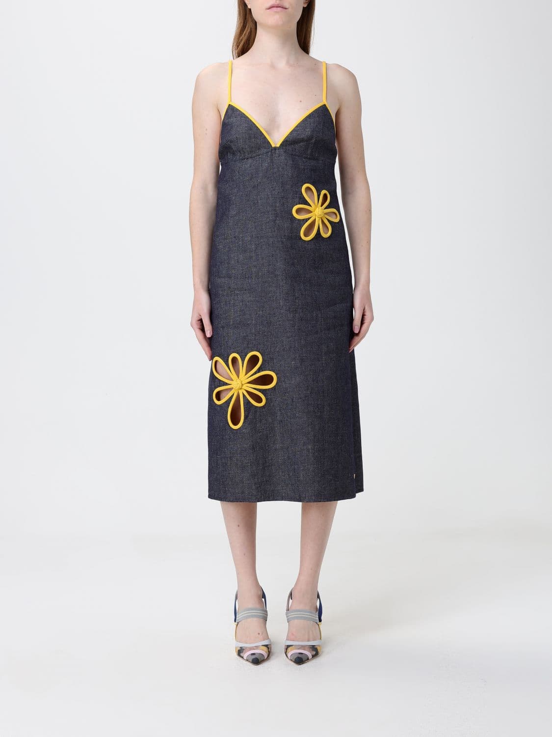 Fendi Cotton Midi Dress with Flowers