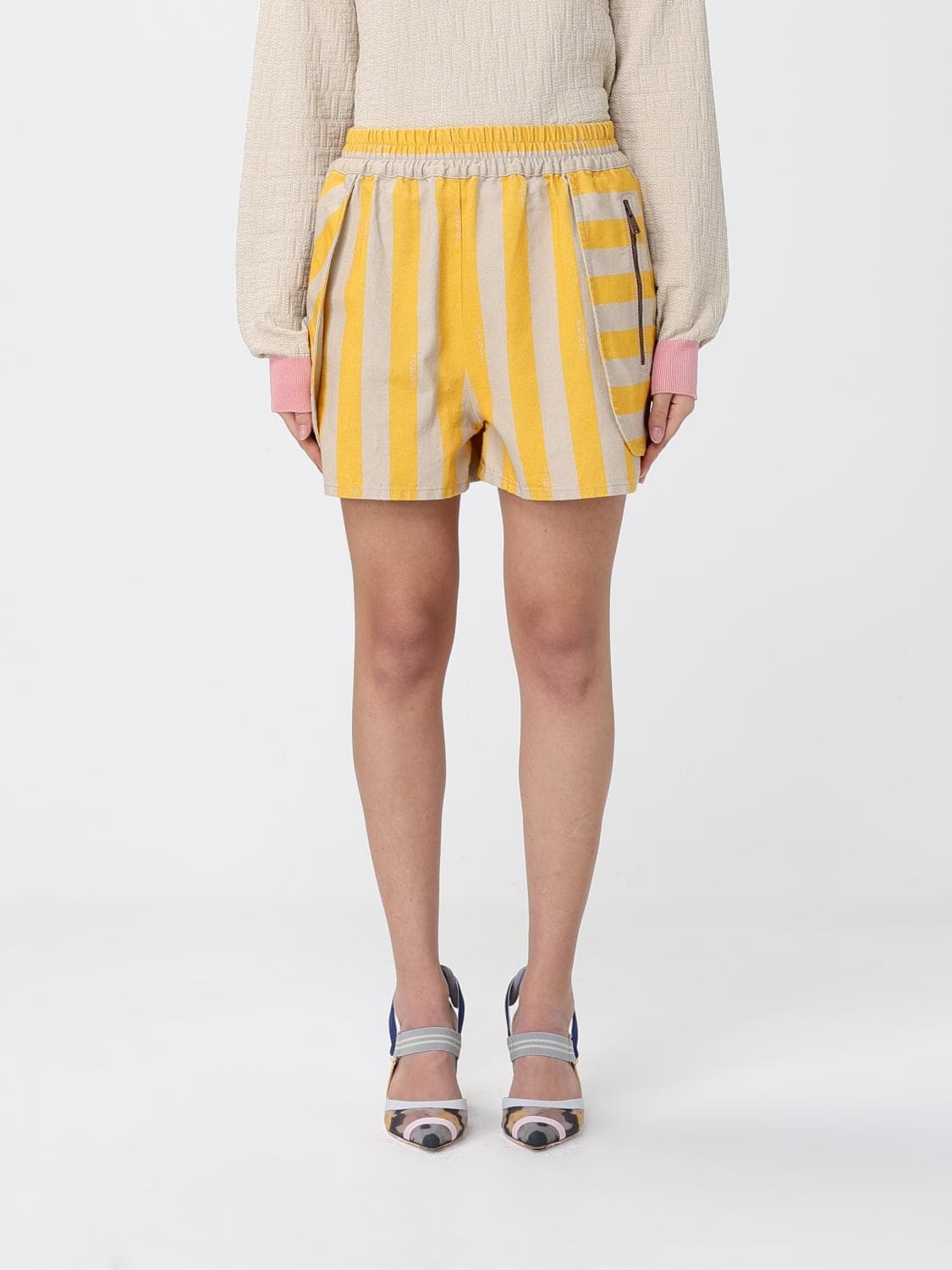 Fendi Cotton and Silk Striped Shorts