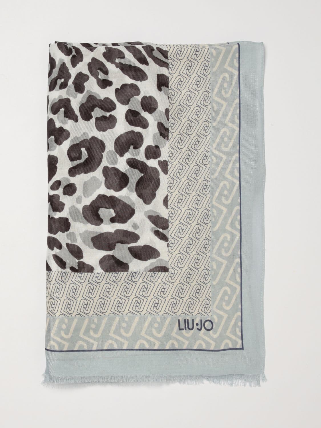 Liu Jo Viscose Scarf with Animal Print and Monogram · OS