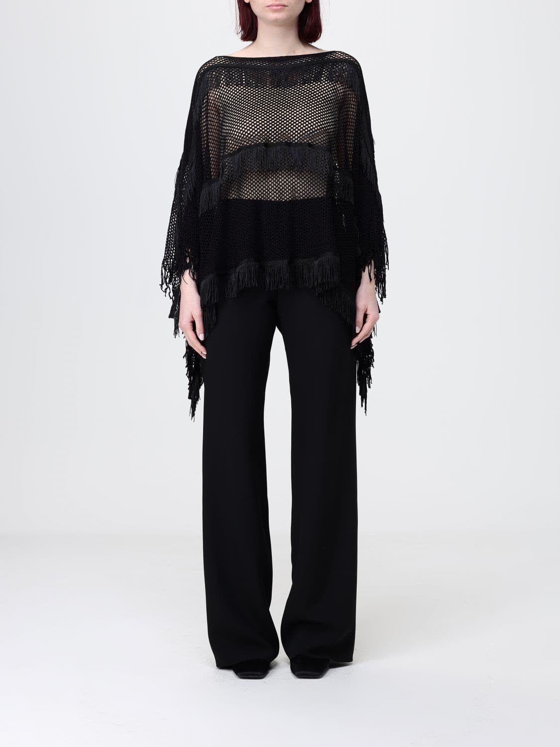Liu Jo Mesh Polyester Poncho with Fringes