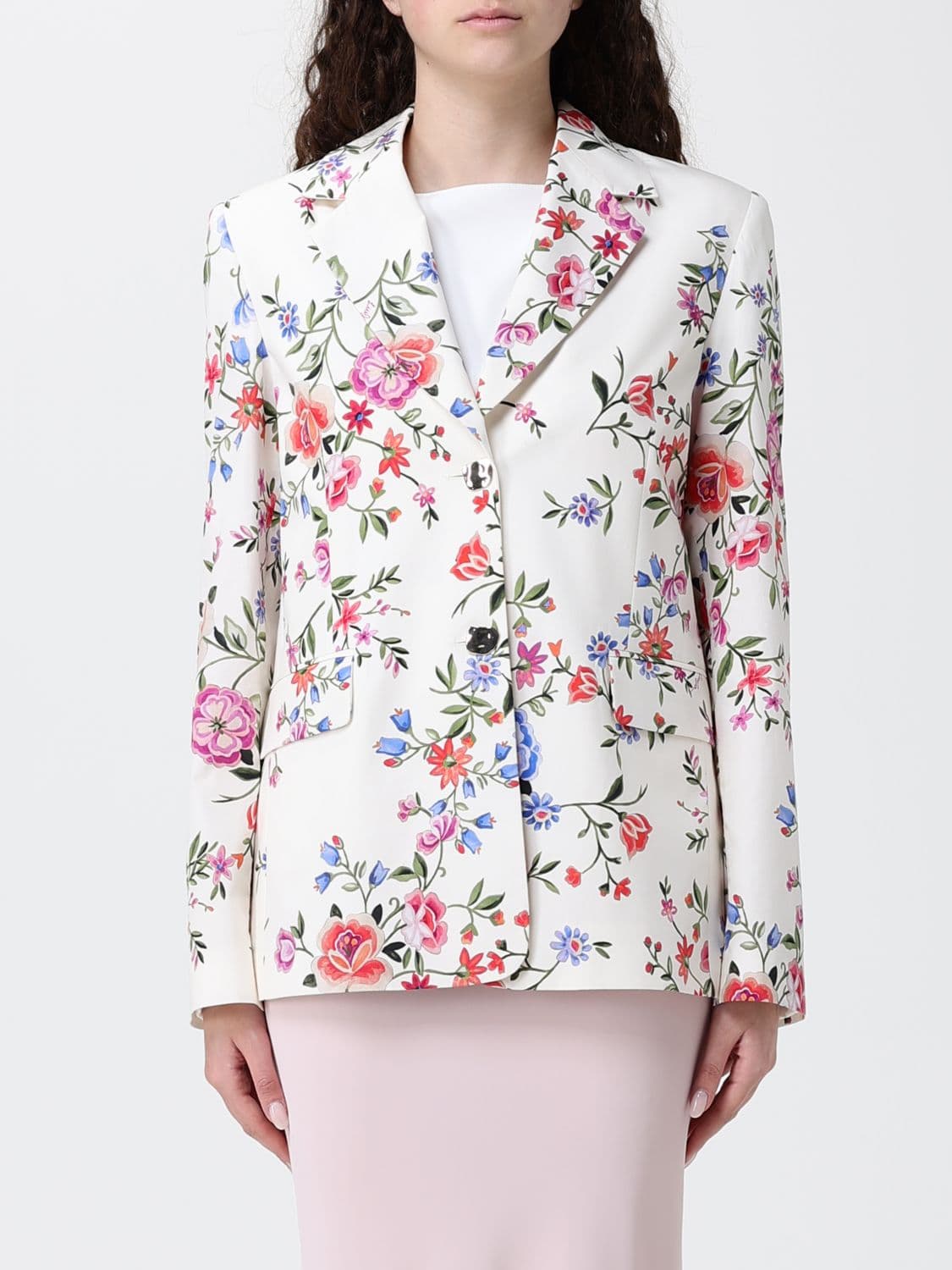 Liu Jo Single-Breasted Floral Cotton Blazer