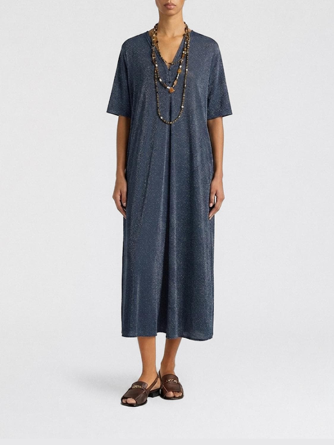 Momonì Lurex Jersey Midi Dress